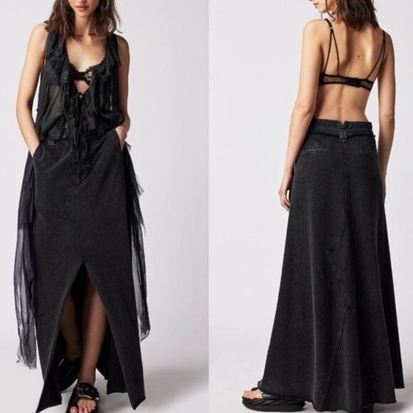 Free People One Kona Mid Rise High Slit Maxi Skirt - Picture 1 of 9